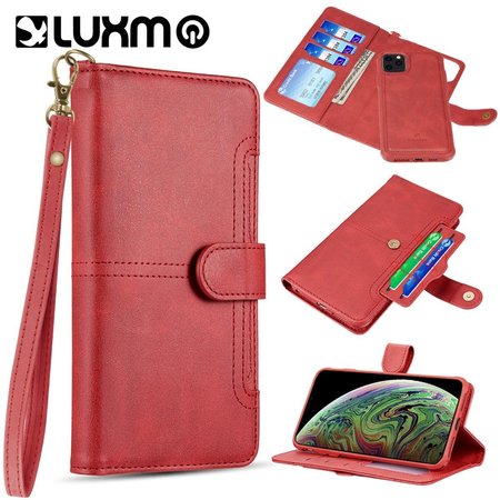 IPHONE iPhone LPFIP11P-NAPA-RD Luxmo The Napa Collection Leather Detachable Wallet Case with Id Windows & Extra Card Slots for iphone 11 Pro - Red LPFIP11P-NAPA-RD